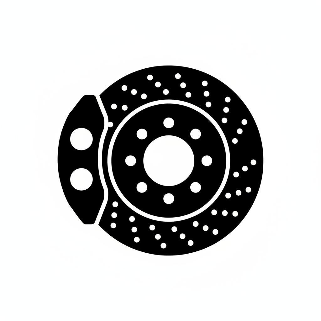 car brake disc and caliber icon in black